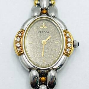 SEIKO セイコー CREDOR クレドール レディース腕時計 1E70-3040 動作確認済み 18KT×SS 8Pダイヤ