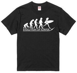 進化 Evolution Tシャツ 黒 サーフガール S/M/L/XL ビーチ ハワイ 新品 海 波乗り ハワイアン サーフボード サーフィン サーファー