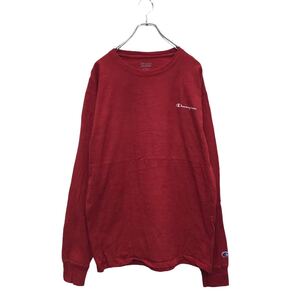 Champion 長袖 ロゴTシャツ L レッド チャンピオン クルーネック ワンポイント ロンT ロングTシャツ 古着卸 アメリカ仕入 a603-5896