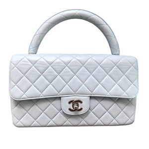 シャネル CHANEL 親バッグ A04193 ライトブルー/シルバー金具 カーフ ハンドバッグ レディース 中古