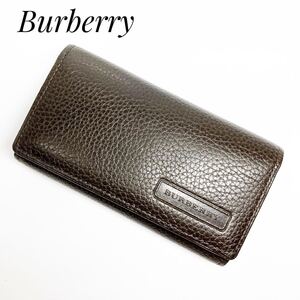 1円～ 新品 BURBERRY バーバリー キーケース 鍵入れ 3連 ノバチェック レザー スナップボタン 刻印 ブラウン 茶色 ベージュ メンズ 