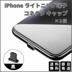 iPhone ライトニングコネクタ 保護キャップ 黒色 Lightning 1個 ブラック Apple アイフォン iPad R046