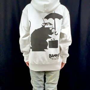 新品 ビッグ バック プリント & 大きい オーバー サイズ XXL XXXL 対応 バンクシー BANKSY 東京 傘 ネズミ マウス パーカー Tシャツ ロンT