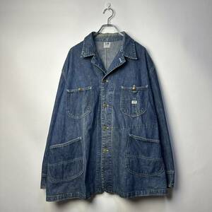 40s〜50s オリジナル lee 91-J カバーオール　size48 希少ビッグサイズ リー デニムジャケット ロングL 首振りボタン