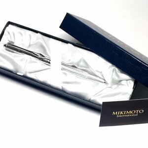 【侍】MIKIMOTO ミキモト 本黒瑪瑙 オニキス装飾 ツイスト式 ストライプ ボールペン オリジナルBOX付 文房具 20+569