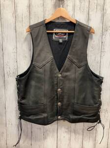 RIVER ROAD リバーロード レザー ブラック ベスト LEATHER FOR THE LIFESTYLE サイズ XXL パキスタン製