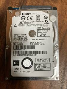 HGST、日立、2.5inch、HDD、320GB、SATA、7mm厚、5400回転、HTS545032A7E380