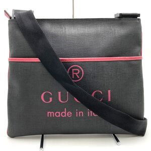 GUCCI グッチ 162904 ショルダーバッグ マチ無し ブラック ピンク PVC メンズ レディース ブランド 普段使い