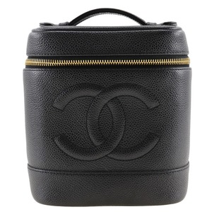 CHANEL シャネル バニティ ハンドバッグ A01998 ポーチ キャビアスキン 黒 レディース【I211824040】中古