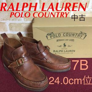 【売り切り!送料無料!】A-184 RALPH LAUREN!POLO!レザーショートブーツ!ダークブラウン!7 24.0cm位!高級!中古!箱付き!