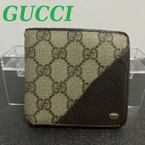 グッチ　折りたたみ　財布　アクセサリーコレクション　オールドグッチ　GUCCI　GG スプリーム　キャンバス　オフィディア　二つ折り　g62