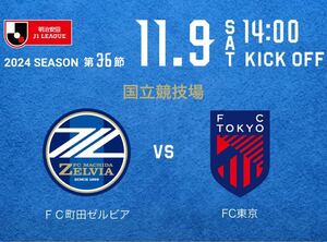 国立戦　チケット1枚　町田ゼルビアvsFC東京　バック三層　Jリーグ　招待