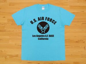 アウトレット処分 U.S. AIR FORCE アクアブルー 4.0oz 半袖Tシャツ 黒 M ミリタリー エアフォース