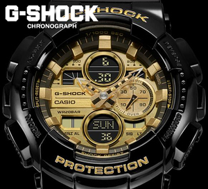 新品 海外限定生産逆輸入 CASIO カシオ【G-SHOCK】Gショック 多彩な機能 1/1000秒クロノ ブラックゴールド BKGD