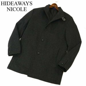 HIDEAWAYS NICOLE ハイダウェイ ニコル 秋冬 メルトン ウール★ 中綿 シングル コート Sz.48　メンズ グレー　C4T00193_1#N