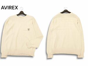 AVIREX アヴィレックス 通年 【DP STAR STRIPES KNITS SWEATER】ロゴ刺繍 星条旗 コットン ニット セーター Sz.L　メンズ 白　C4T08085_9#L