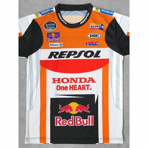 ＜motoGP＞REPSOL HONDA ドライTシャツ・M〜L程度・未使用/新品（アウトレット品）・即決／レプソル・ホンダ,マルク・マルケス,RC213V