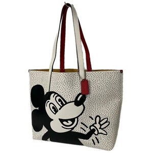 仙4 COACH ディズニー×キース・ヘリング コラボ C0895 トートバッグ ミッキーマウス レザー ホワイトカラー コーチ Disney