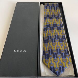 グッチ（GUCCI）黄土色紺ホースビットネクタイ