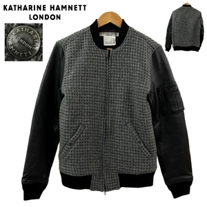 【S2204】【新品同様】KATHARINE HAMNETT LONDON キャサリンハムネットロンドン MA-1 フライトジャケット レザー切替 サイズM