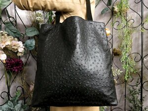 ●超美品●ANTEPRIMA アンテプリマ●ロゴ型押し●オーストリッチ 本 ダチョウ 革●トート バッグ●黒●肩掛け●A4 書類 かばん●Js52145