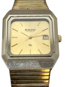 RADO 129.9517.3 QZ ゴールド文字盤 デイト ラドー クォーツ スクエア 腕時計 3針 //162702