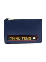 FENDI レザー ブルー 無地 7VA350 AO1N 179-10429