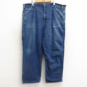 W42/古着 Wear Guard ペインター パンツ メンズ 80s 大きいサイズ タロン 紺 ネイビー デニム 内側フランネル 24nov22 中古 ボトムス ロン