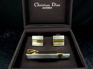 ■新品N■№0045 【Dior】ディオール【ゴールド・シルバー】 カフス＆ネクタイピン タイピン セット♪