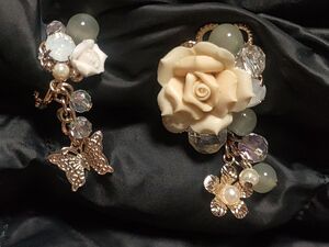 861◆プリンセスローズイヤリング 生成り キナリ axes femme アクシーズ ファム GD642X40 アクセ アクセサリー ゴシック