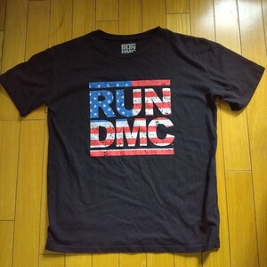 ヒップホップ♪　バンドTシャツ！　Run DMC　星条旗柄　ロゴTシャツM