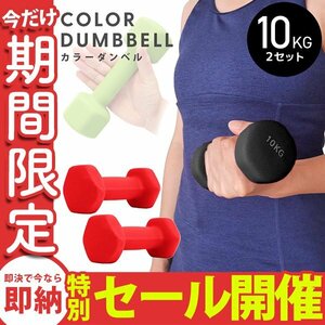 【数量限定セール】ダンベル 10kg 2個セット カラーダンベル 鉄アレイ ウエイトトレーニング ダイエット 筋トレ ダイエット レッド