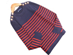 PETIT BATEAU プチバトー ボタンショルダー ボーダー ニット セーター sizeXXS/紺ｘ赤 ◇■ ☆ ekc8 レディース