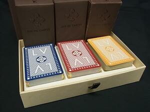 1円 ■美品■ LOUIS VUITTON ルイヴィトン JEU DE CARTES トランプ カードゲーム 3点セット ブルー系×レッド系×イエロー系 FJ1263