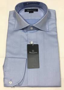 Aquascutum　長袖ツイルワイドシャツ　日本製 綿100　37-80　アクアスキュータム　定価26.400円