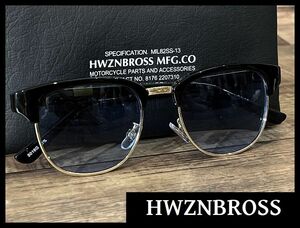 ■ 完売 HWZN BROSS ハウゼンブロス CMT SUNGLASS ブルー レンズ サーモントブロー サングラス 眼鏡 メガネ ケース付き バイカーシェード