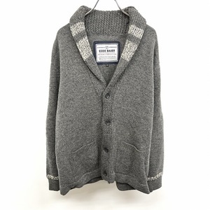 エディーバウアー Eddie Bauer ショールカラー ニット カーディガン ボタン留め 長袖 ウール×ナイロン M メランジ グレー メンズ 男性