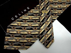 ♪今週の特売980円～♪2272♪良品【CELINE】セリーヌ【ロープ ストライプ 柄】ネクタイ♪