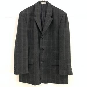 ☆renoma PARIS HOMME レノマオム チェック柄 3Bテーラードジャケット ダークグレー サイズ100-85-175 古着【送料一律/同梱可能】B