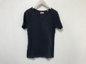 本物ハリウッドランチマーケットHRMコットンVネック半袖Tシャツメンズビジネスアメカジミリタリーサーフ紺ネイビーL日本製3インナー