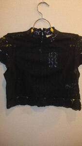 ★FOREVER 21★未使用タグ付き アメリカフォーエバー21レディースレーストップス半袖 Ladies Lace embroidery Black tops size S NEW NWT