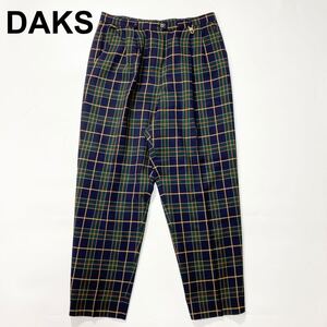 DAKS ダックス チェック スラックス パンツ ウール L サイズ69 レディース B12515-95