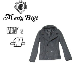 メンズM◇MEN’S BIGI◇ショート丈ピーコート　gray