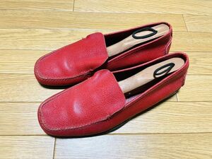 【レア/美品/難あり】CAR SHOE カーシュー　レザーローファー　レッド　41サイズ　検/TODS ドライビングシューズ