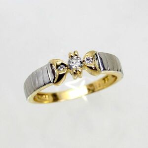 ◎中古美品◎１８金，プラチナ　ダイヤ　0.13ｃｔ　リング　12号