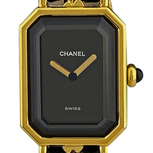 シャネル CHANEL プルミエール Mサイズ H0001 腕時計 SS レザー クォーツ ブラック レディース 【中古】