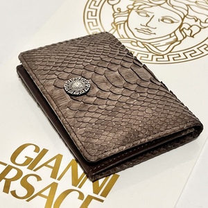 GIANNI VERSACE ジャンニ ヴェルサーチ リアルパイソン カードケース コンパクト 財布 サンバースト