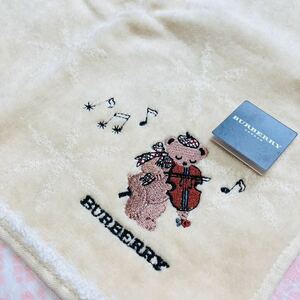 【激レア】新品/BURBERRY/タオルハンカチ/正規品/バーバリー/未使用/即決/匿名発送/日本製/ノバチェック/クマ/バイオリン/くま/テディベア/