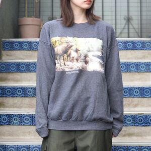 USA VINTAGE Hanes RAINDEER PRINT DESIGN SWEAT SHIRT/アメリカ古着トナカイプリントデザインスウェット