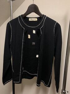 【BALMAIN バルマン】高級イタリア製糸使用 ウール100% カーディガン ブラック 黒 ニット アンサンブル 長袖 半袖 トップス 